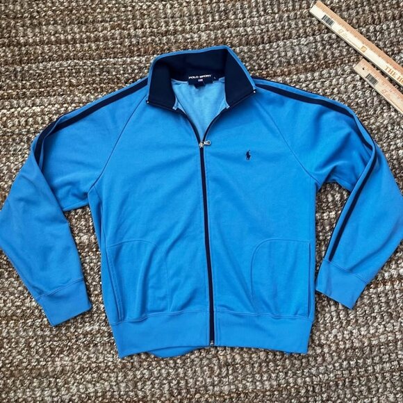 Polo Sport Ralph Lauren Performance Track Jacket Men Large Blue Vintage - Picture 1 of 6